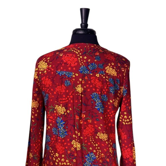 Maeve Anthropologie Women's Shirt Button Up Floral Pleated Colorful Spring Top M - Picture 8 of 9